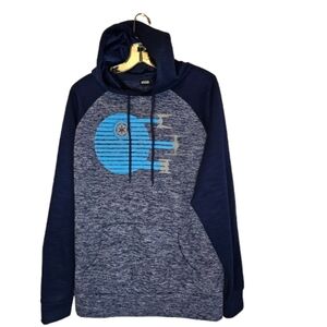 Star Wars Death Star & TIE Fighter Raglan Hoodie Blue/Gray Marl  Size Large